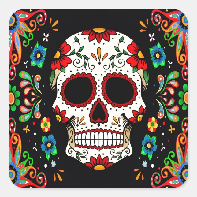Fiesta Skull Square Sticker (Front)