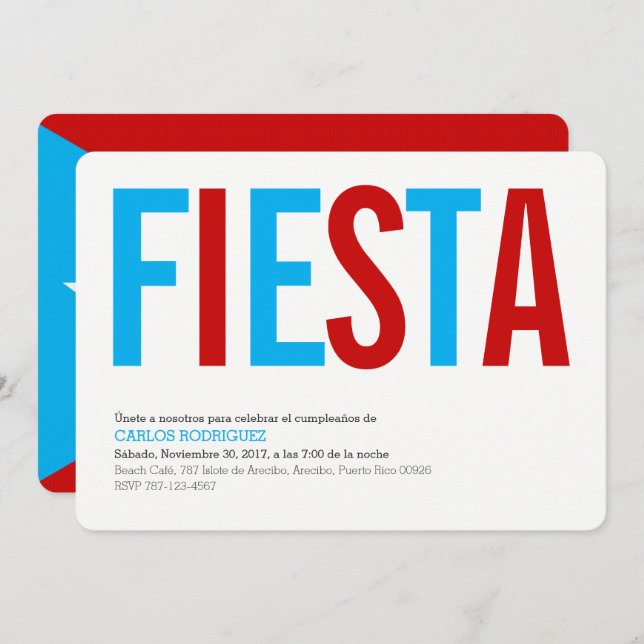 Fiesta: Sky: Puerto Rico Flag Invitation (Front/Back)