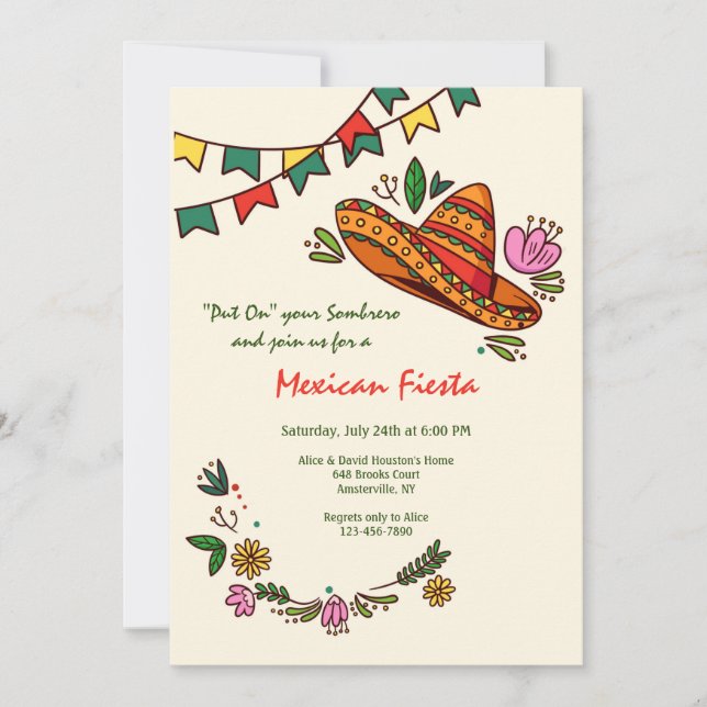 Fiesta Sombrero Invitation (Front)