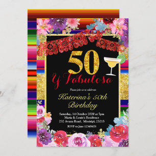 Fiesta Spanish 50 and Fabulous Birthday Invitation