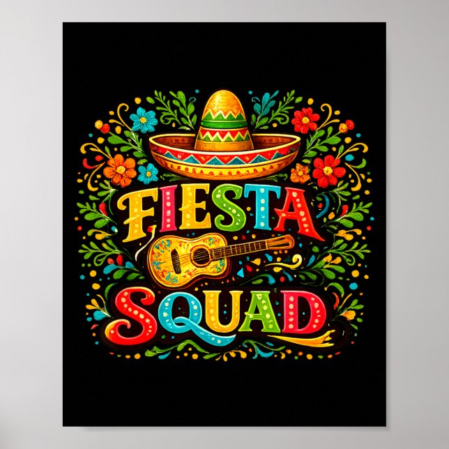 Fiesta Squad Cinco De Mayo Funny Mexican Party Men Poster (Front)
