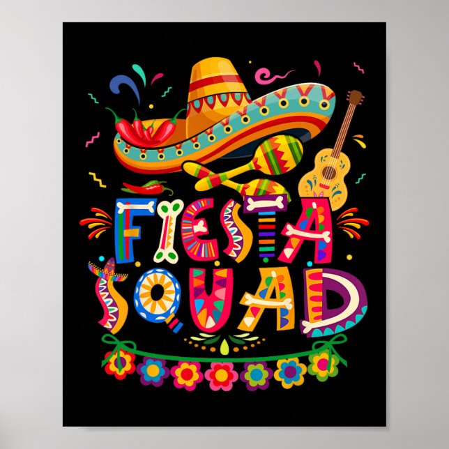 Fiesta Squad Cinco De Mayo Tee Mexican Party Cinco Poster (Front)