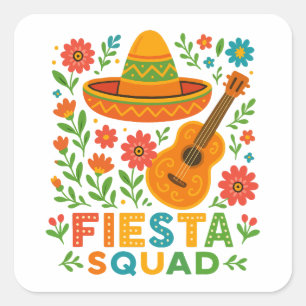 Fiesta Squad – Colourful Party Vibes Square Sticker