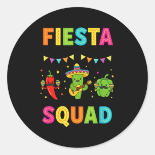 Fiesta squad cute cactus pepper bell pepper kids classic round sticker