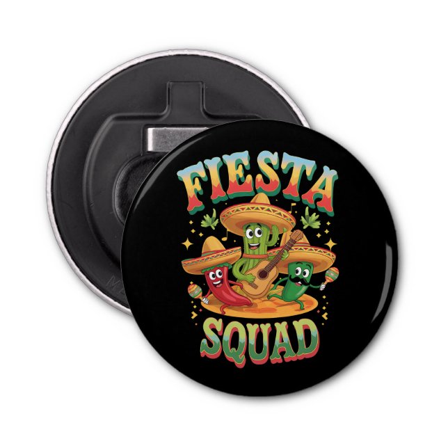Fiesta Squad Funny Cinco De Mayo Mexican Party Bottle Opener (Front)
