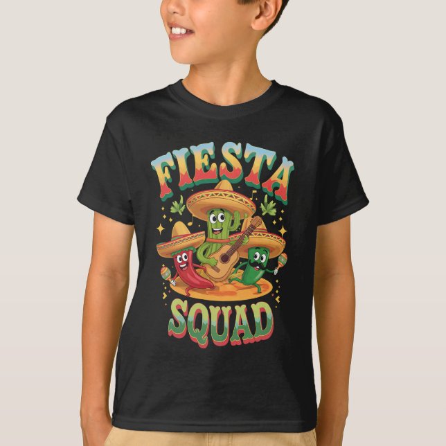 Fiesta Squad Funny Cinco De Mayo Mexican Party T-Shirt (Front)