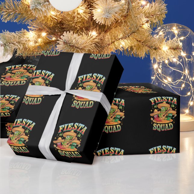 Fiesta Squad Funny Cinco De Mayo Mexican Party Wrapping Paper (Holidays)