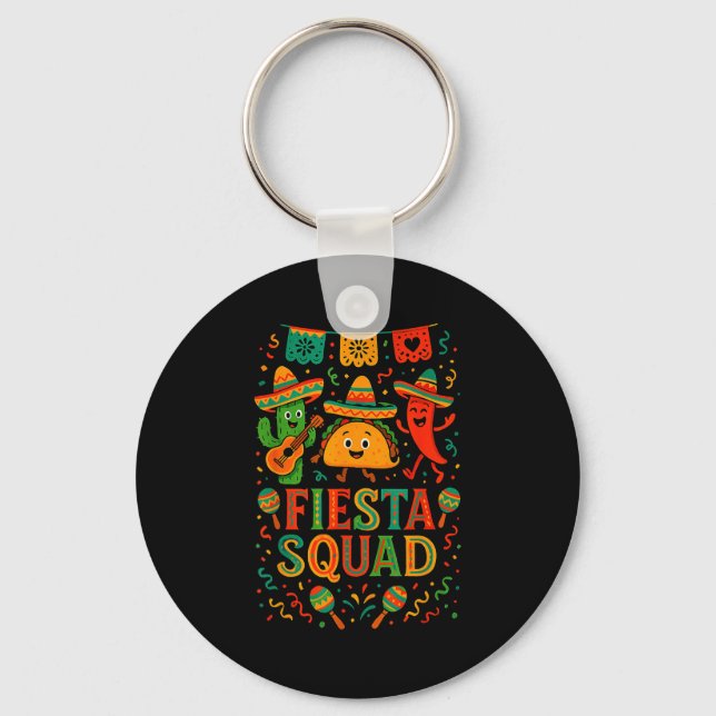 Fiesta squad funny cinco de mayo sombrero cactusFi Key Ring (Front)