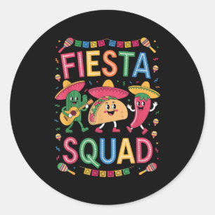 Fiesta squad taco cactus pepper chilli funny cinco classic round sticker