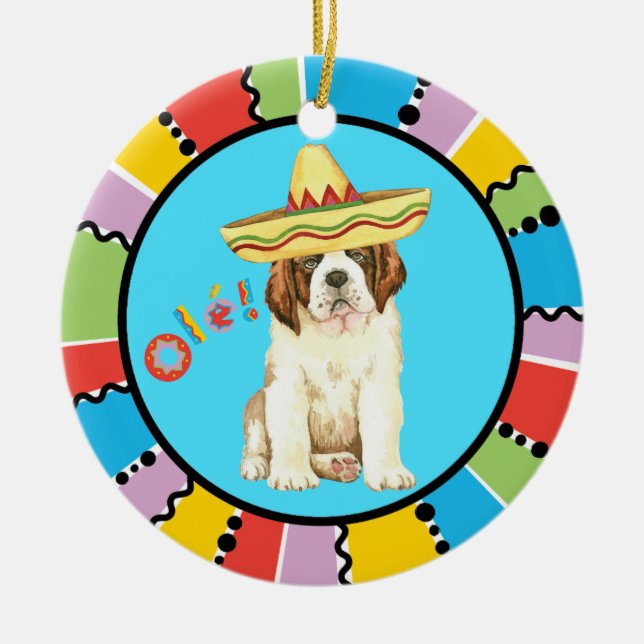Fiesta St Bernard Ceramic Tree Decoration (Front)