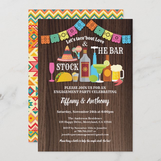 Fiesta stock the bar invitation couples shower (Front/Back)
