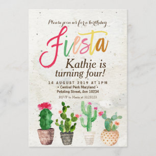 Fiesta Succulent Birthday Invitation