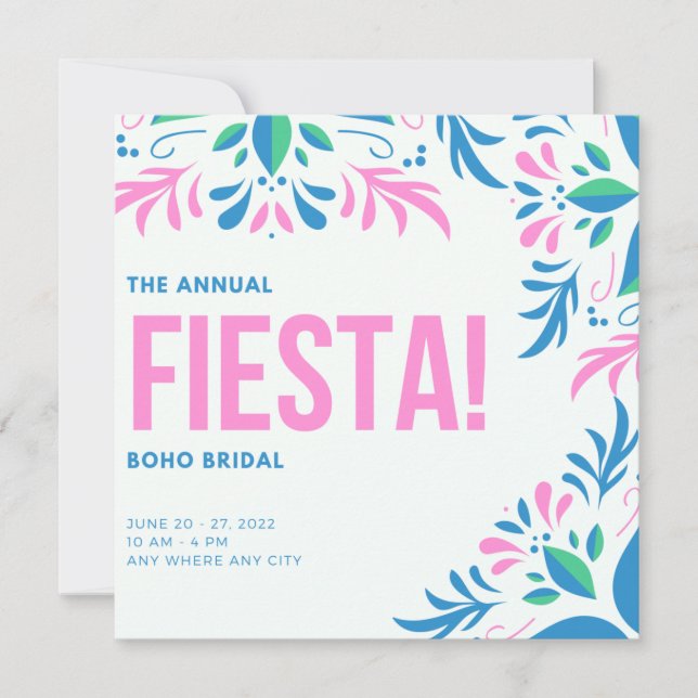 Fiesta Succulent Boho Bridal Brunch  Invitation (Front)