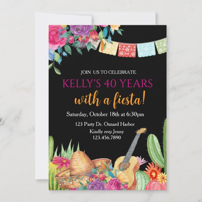 Fiesta, Surprise Birthday, Mexican Fiesta, Any Age Invitation (Front)