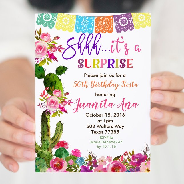 Fiesta Surprise Birthday Party Invitation (Creator Uploaded)