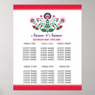 Fiesta Table Plan Wedding Day Poster Seating