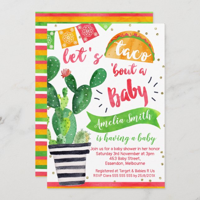 Fiesta Taco Baby Shower Invitation (Front/Back)