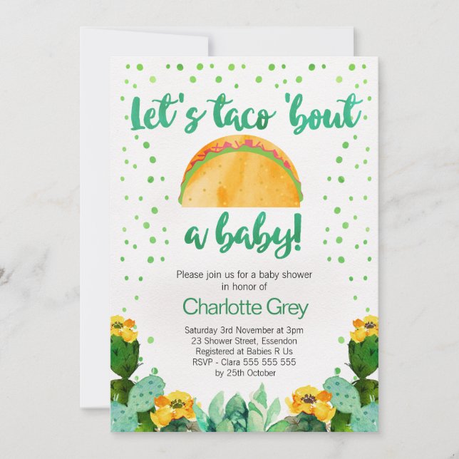 Fiesta Taco 'Bout A Baby Baby Shower Invitation (Front)