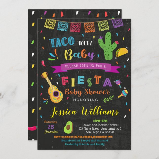 Fiesta Taco Bout a Baby Baby Shower Invitations (Front/Back)