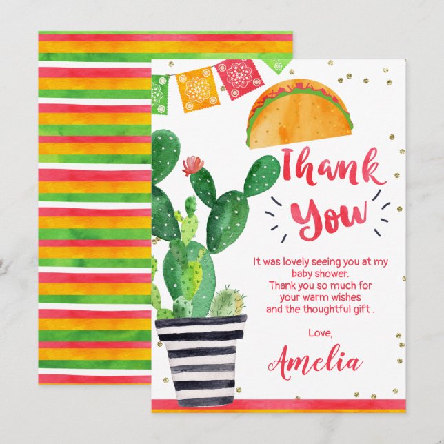 Fiesta Taco 'Bout A Baby Baby Thank You Card (Front/Back)