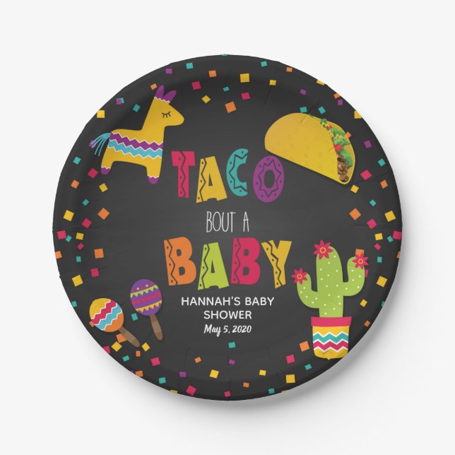 Fiesta Taco Bout a Baby Paper Plate - Customizable (Front)