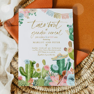Fiesta Taco 'Bout A Gender Reveal Cactus Party Invitation