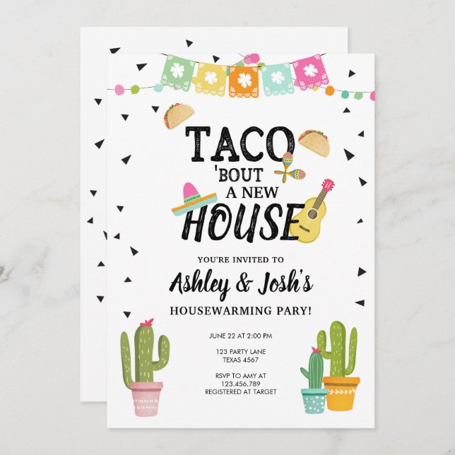 Fiesta Taco Bout A New House Housewarming Party Invitation (Front/Back)