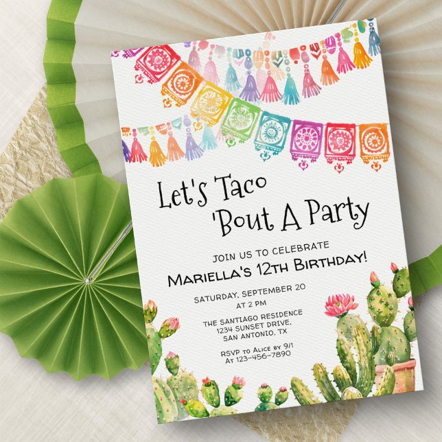 Fiesta Taco Bout Cactus Birthday Invitation (Creator Uploaded)