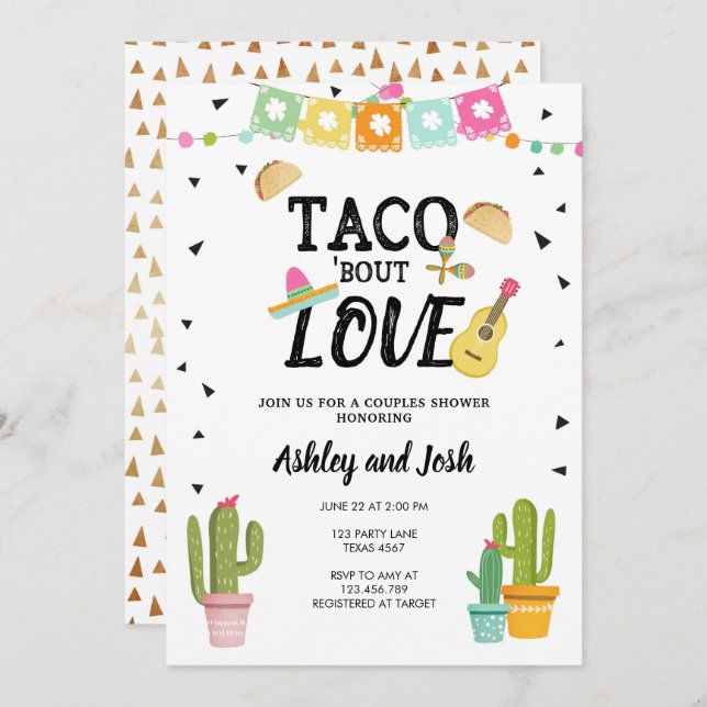 Fiesta Taco Bout Love Cactus Couples Shower Invitation (Front/Back)