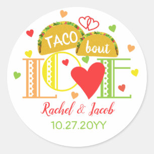 Fiesta Taco Bout Love Colourful Engagement Party Classic Round Sticker