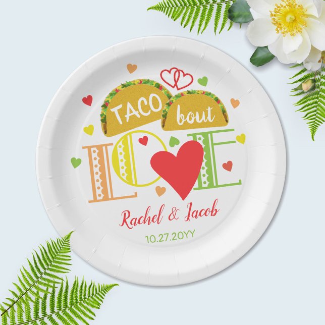 Fiesta Taco Bout Love Colourful Engagement Party Paper Plate (Creator Uploaded)
