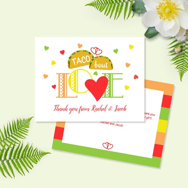 Fiesta Taco Bout Love Colourful Wedding Shower Thank You Card (Creator Uploaded)