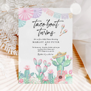 Fiesta Taco 'Bout Twins Mexican Cactus Baby Shower Invitation