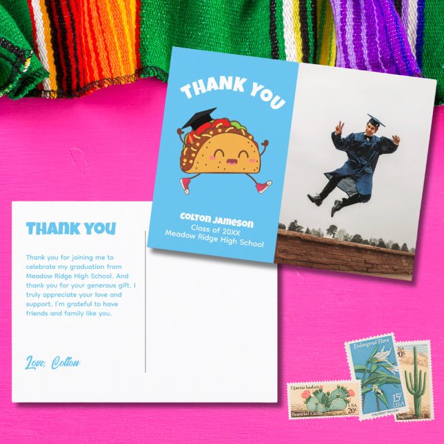 Fiesta Taco Graduation Photo Thank You Postcard (Fiesta Taco Graduation Photo Thank You Postcard)