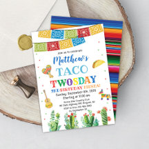 Fiesta Taco TWOsday 2nd Birthday Invitation Boy 