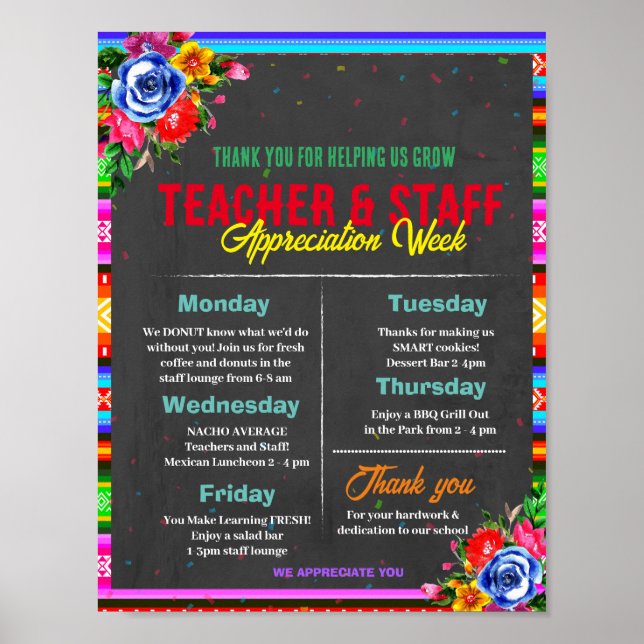 Fiesta Teacher Appreciation week template Poster (Front)