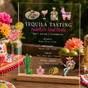 Fiesta Tequila Tasting Acrylic Menu Sign