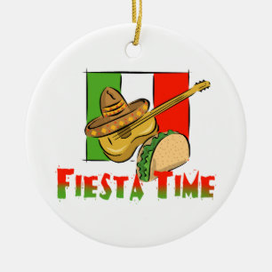 Fiesta Time Taco, Sombrero, Guitar Ceramic Tree Decoration