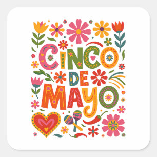 Fiesta Vibes Cinco de Mayo – Celebrate Mexican Square Sticker