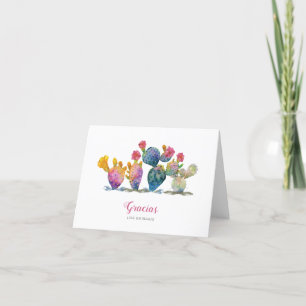 Fiesta Watercolor Cactus Bridal Shower Thank You Card