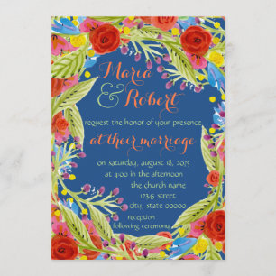 Fiesta Wedding Blue Invitation