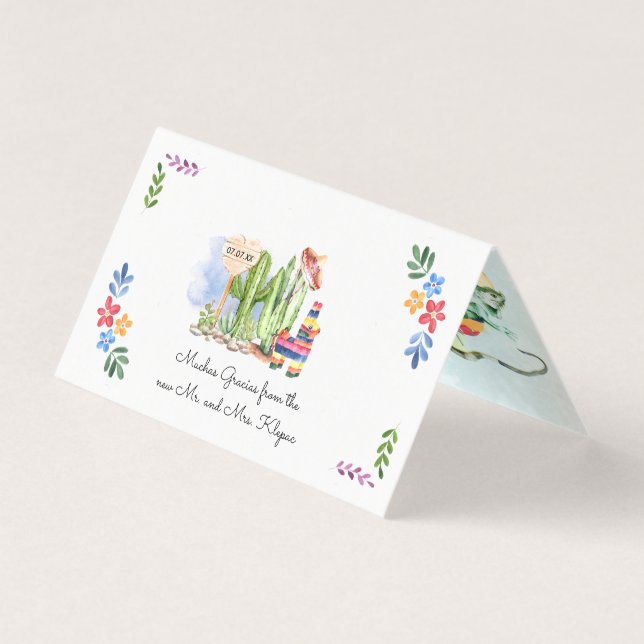 Fiesta Wedding Guest Thank You Place Cards (Front)
