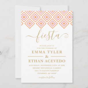 Fiesta Wedding Invitation, Pink and Gold Invitation