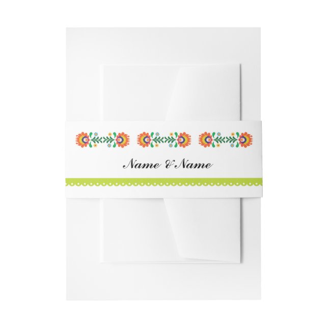 Fiesta Wedding Mexican Print Belly Band Invitation Belly Band (Front Example)