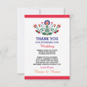 Fiesta Wedding Thank You Card Red Mexican Mexico