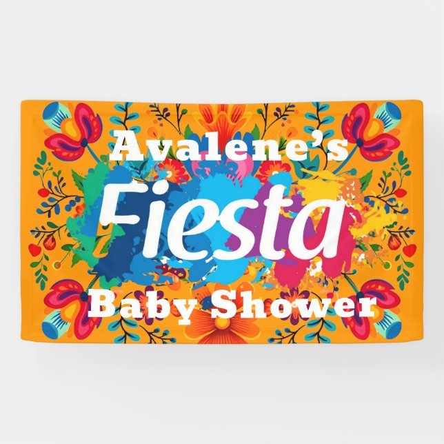 Fiesta Yellow Colourful Floral Neutral Baby Shower Banner (Horizontal)