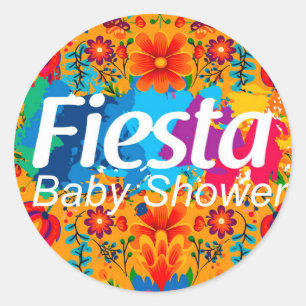 Fiesta Yellow Colourful Floral Neutral Baby Shower Classic Round Sticker