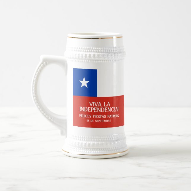 Fiestas Patrias Independence Day Chile Flag Beer Stein (Left)