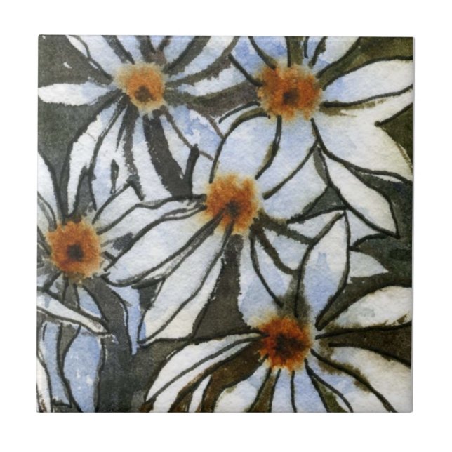 "Fiesty Floral #2" Kitchen Garden Ceramic  Tile (Front)