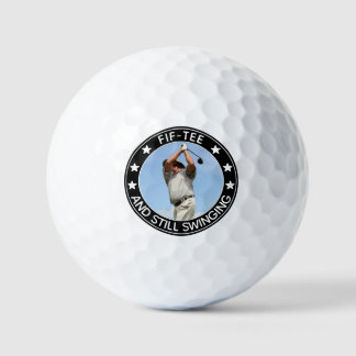 Fif-tee & Still Swinging Funny 50th Birthday Photo Golf Balls